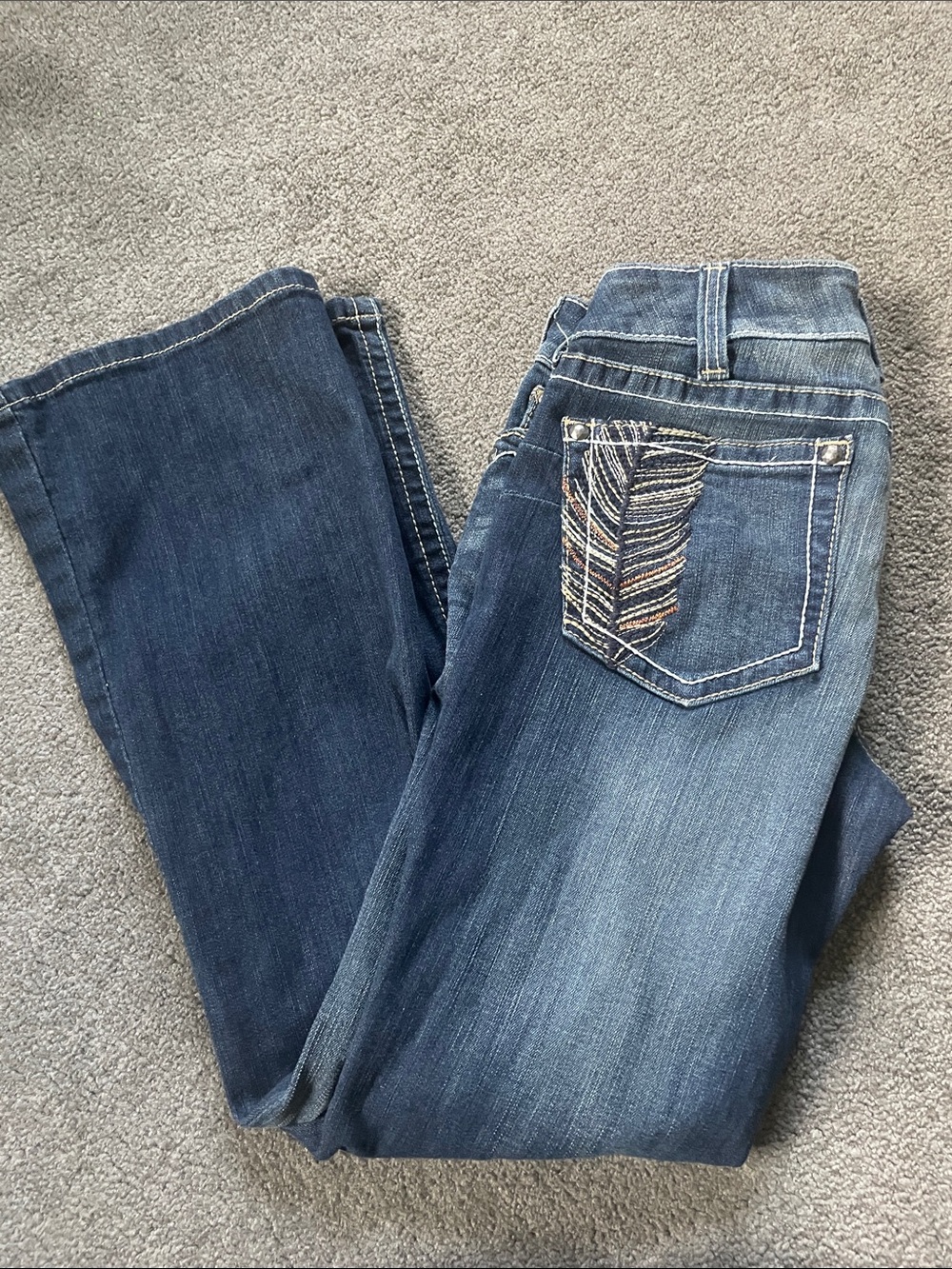 Ariat Women's Dark Blue Bootcut Jeans with Embroidered Pocket Detail - Picture 2 of 6